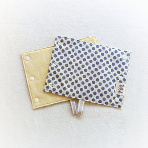 MY LITTLE MOMO DROOL STRAP COVERS - YELLOW/GREY DOTS